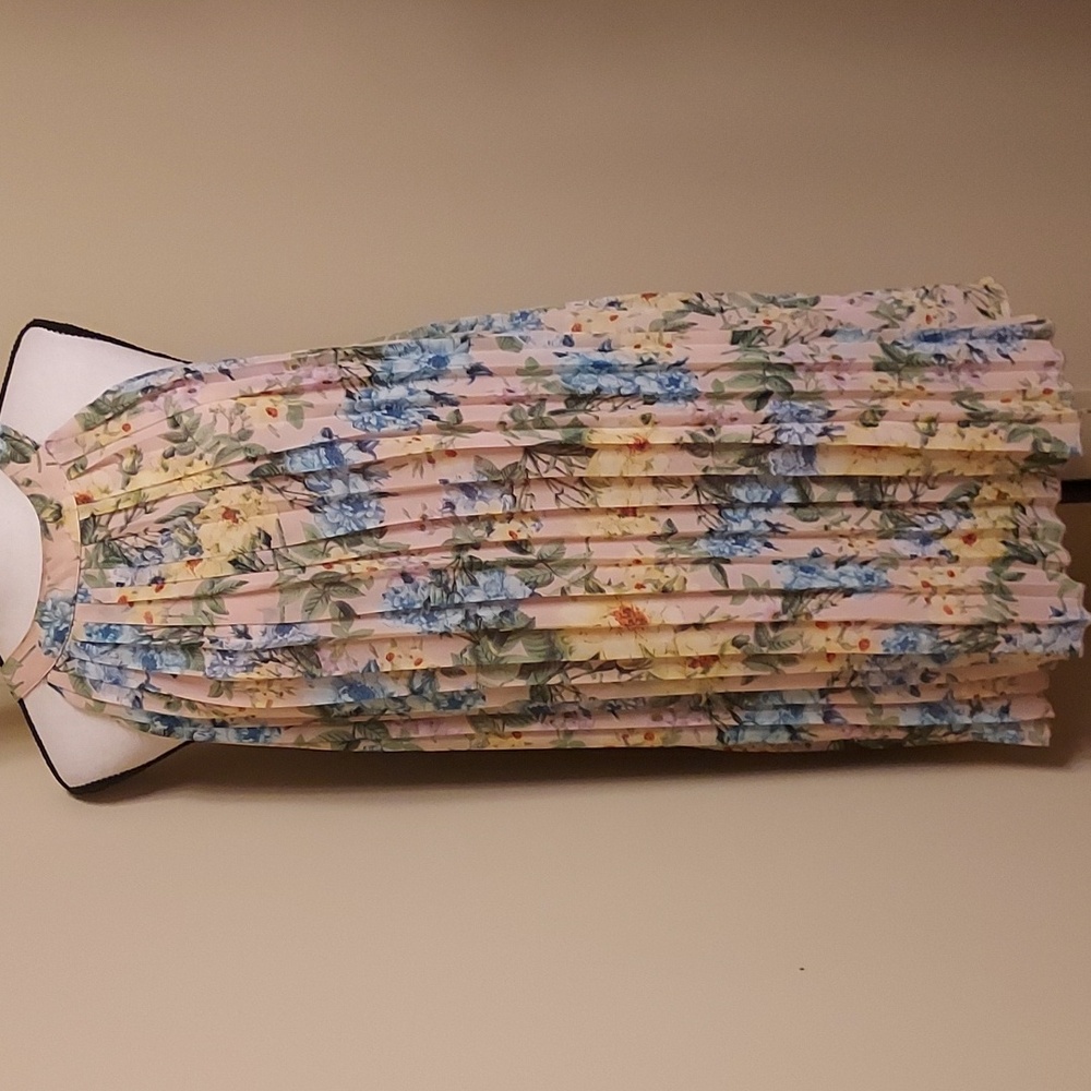 Umgee Floral Chiffon Pleated Halter Dress